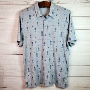 Travis Mathew Pineapple Golf Polo Shirt Grey Men's Large